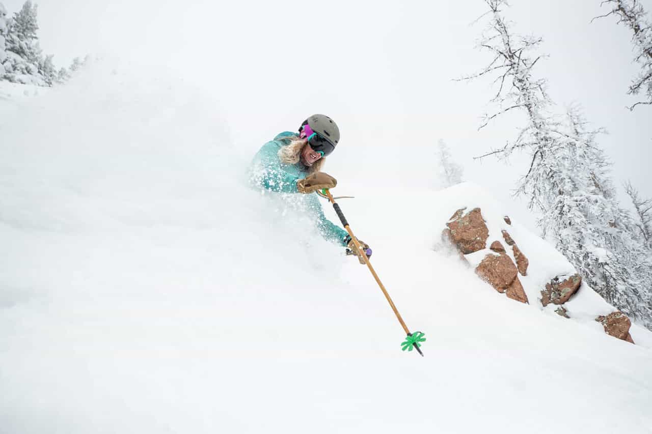 skier in deep powder at monarch mountain colorado