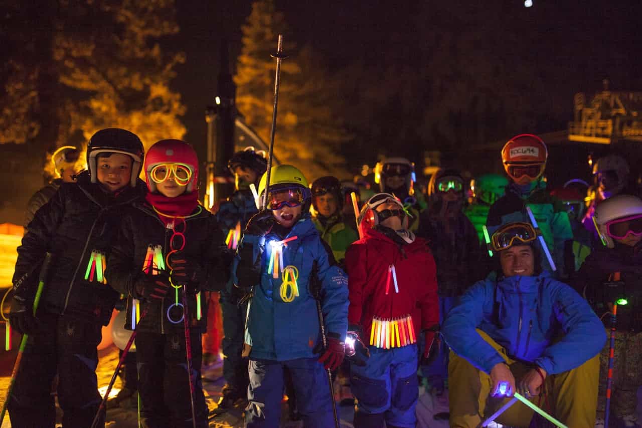 children dressed up for New Year's Eve fireworks at Palisades Tahoe 