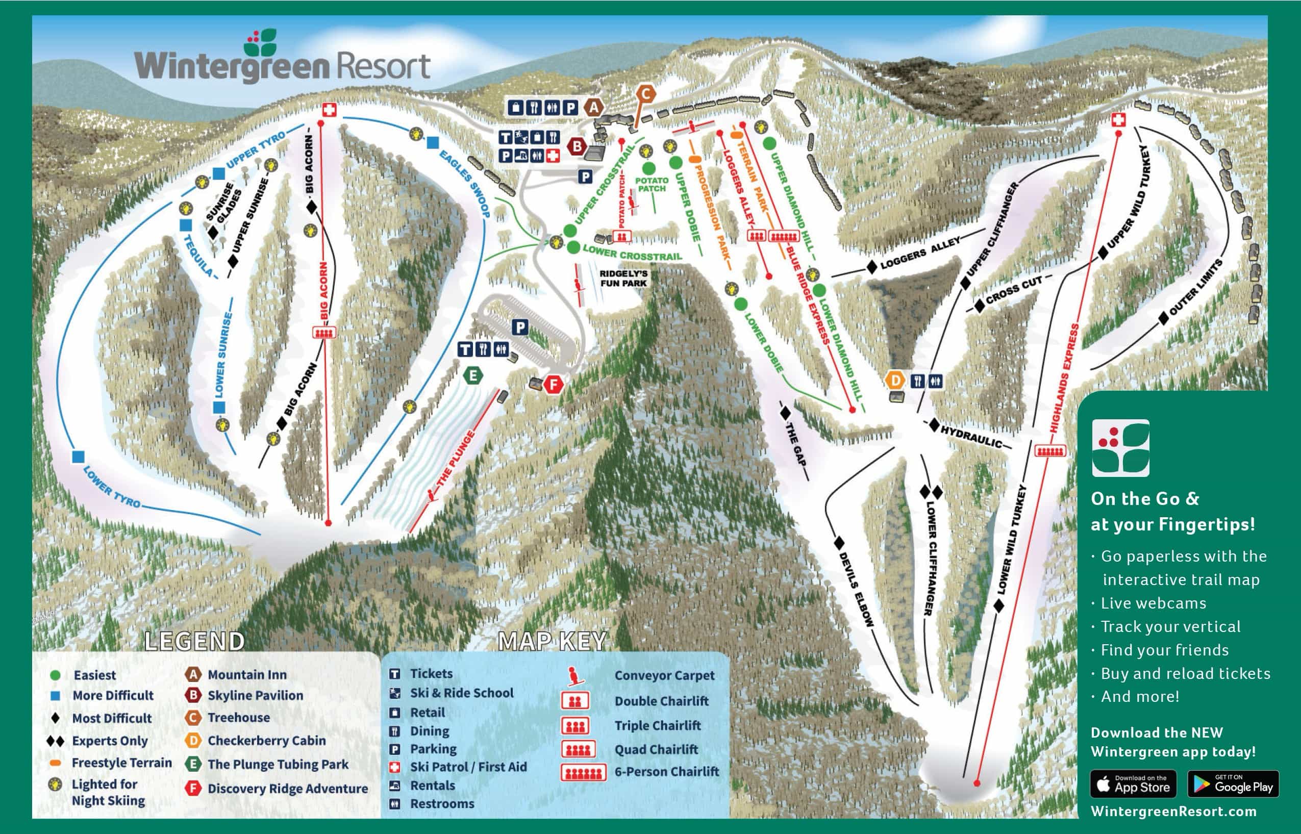 Wintergreen Resort trail map.