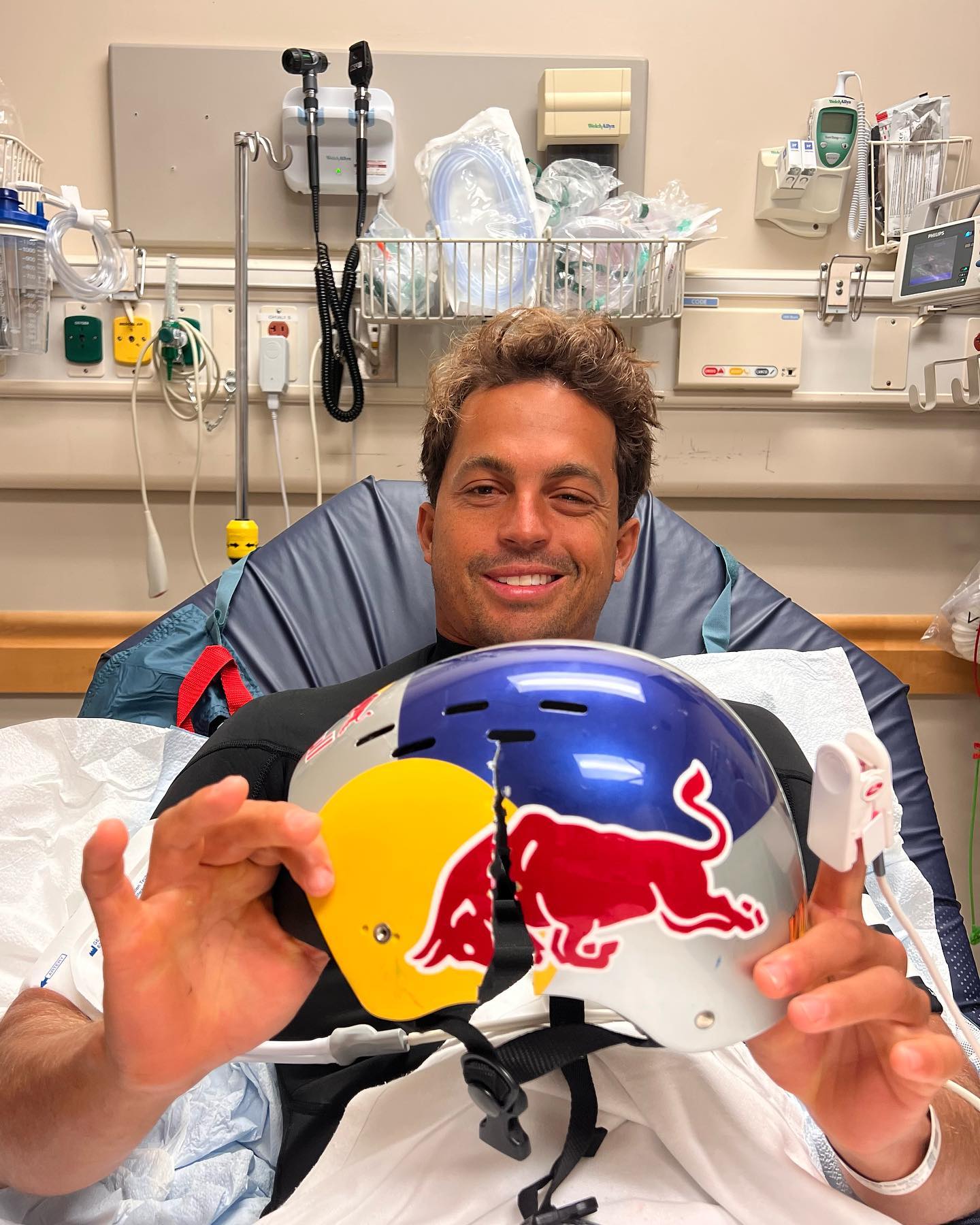 Kai Lenny w/helmet that saved his life