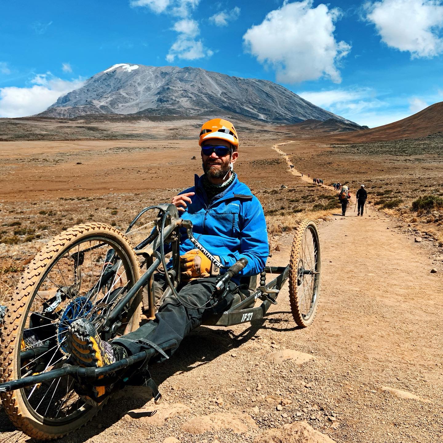 Paraplegic Carrasco and his hand cycle