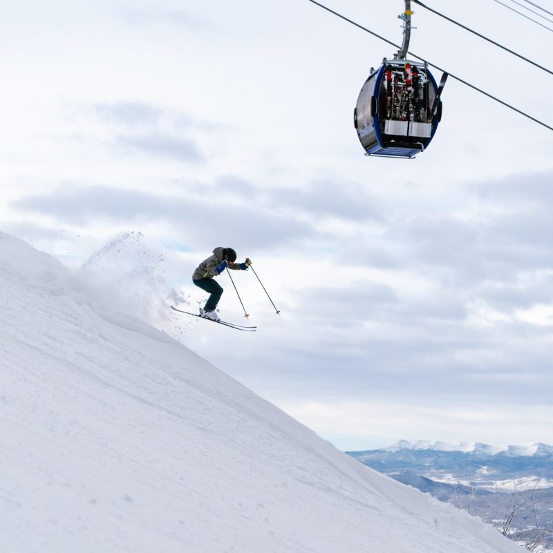 Skier at Steamboat Resort catching air