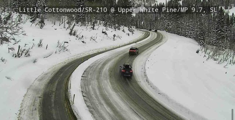 Slick conditions shown on the web cam on Little Cottonwood Canyon Road