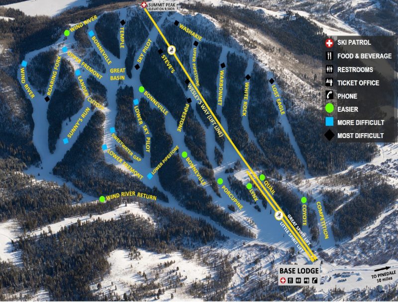 White Pine Ski Area trail map. Photo Credit: White Pine Ski Area