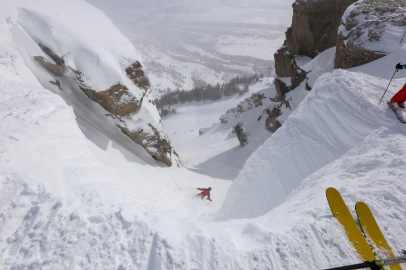 Dropping into Corbet's Couloir. Photo Credit: Nate Harris