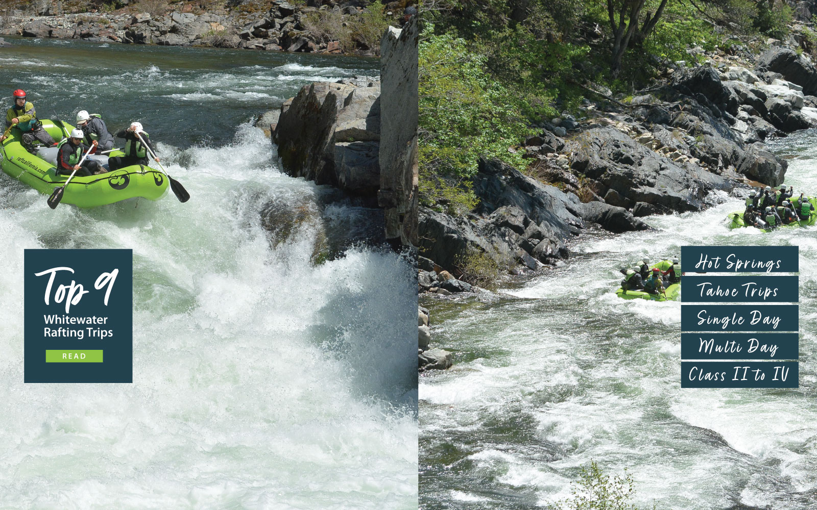 The top 9 whitewater trips on Tahoe snowmelt. Photo Credit: Tributary Whitewater