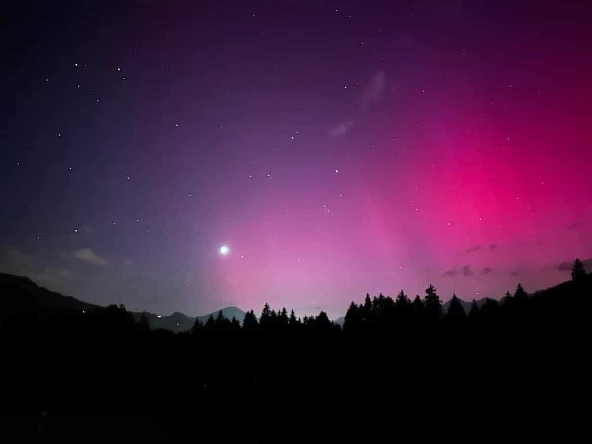 Northern lights over Kitzbühel, Austria