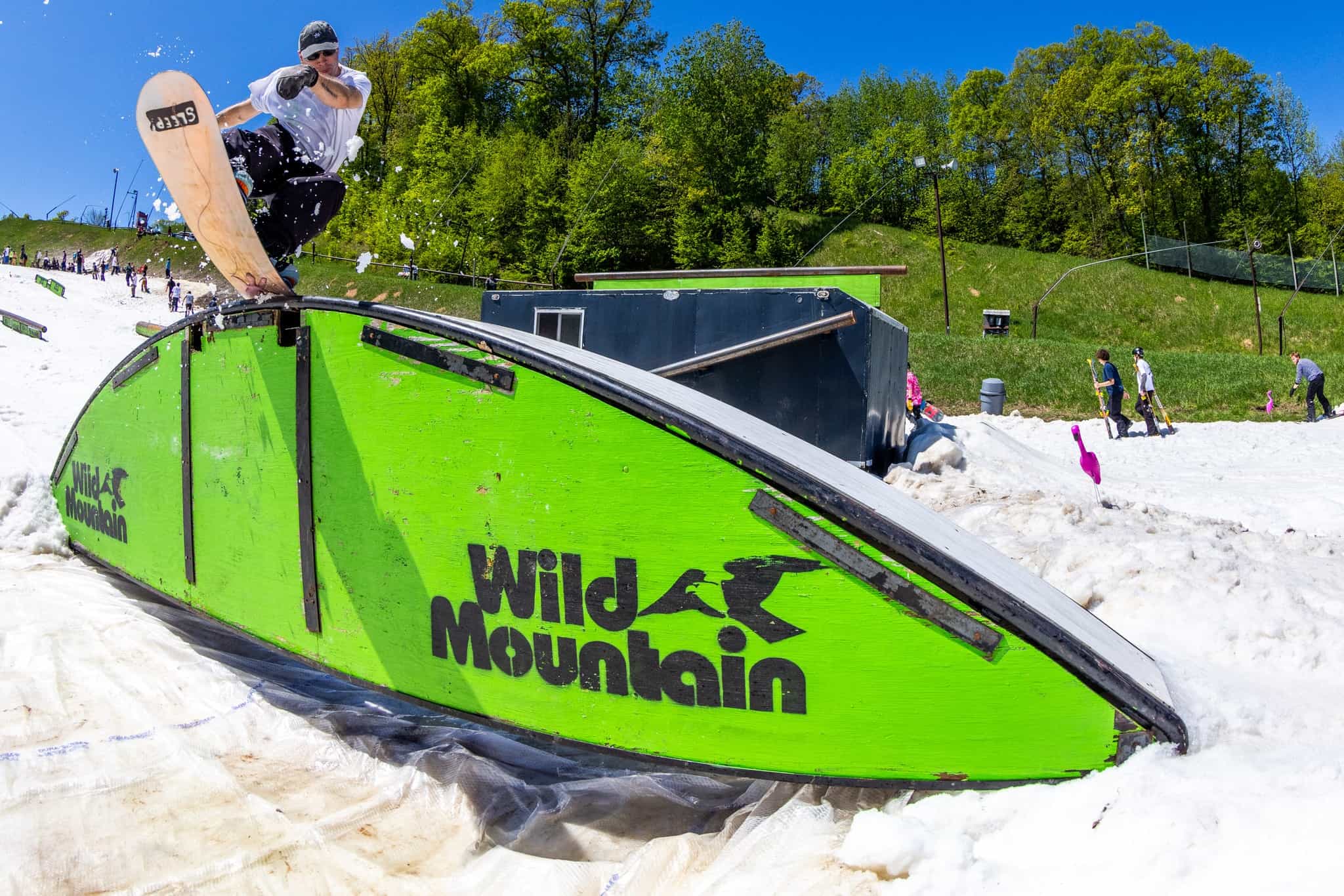 snowboarder on a rail at wild mountain Minnesota