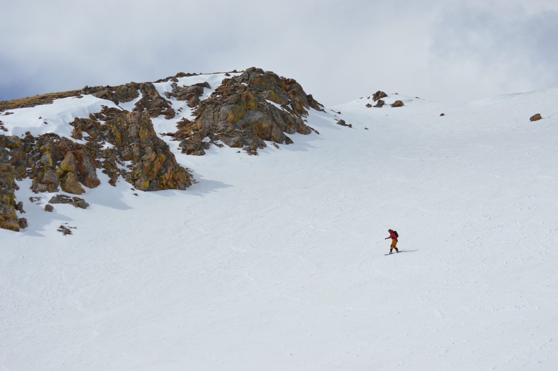 Descending the North Chute on Mt. Russell. Photo Credit: SnowBrains