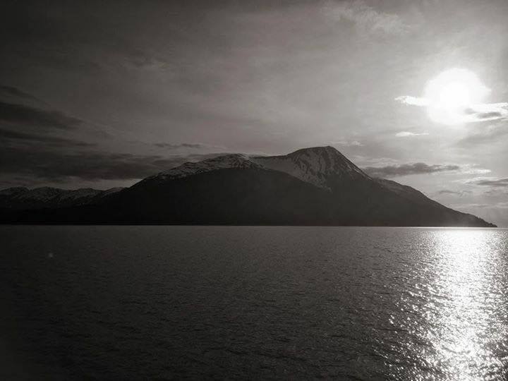 A monochrome view across the Cook Inlet.