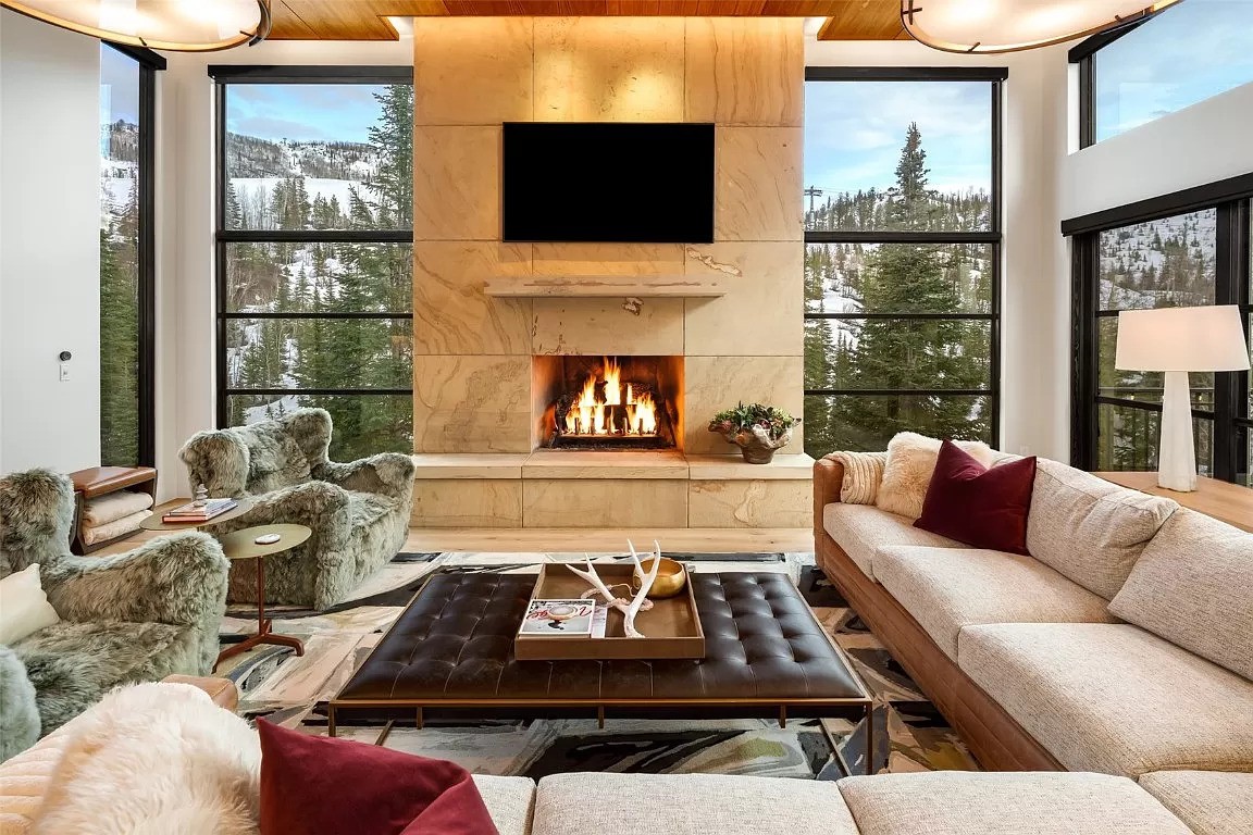 A view of the slopes from the couch. Photo Credit: Zillow
