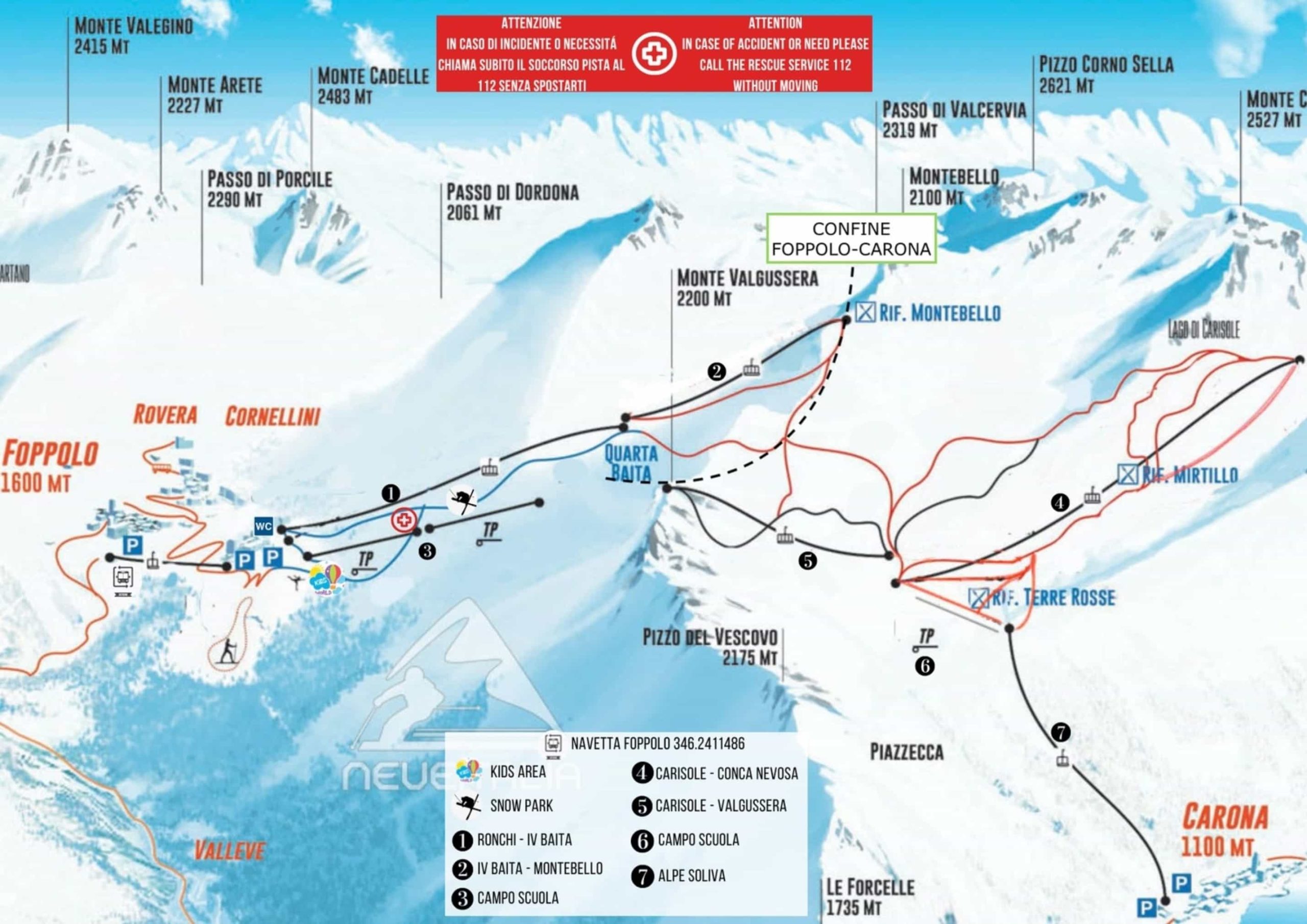 Foppolo/Carona (Brembo Ski) trail map