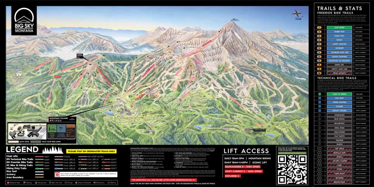 Big Sky Resort summer trail map.