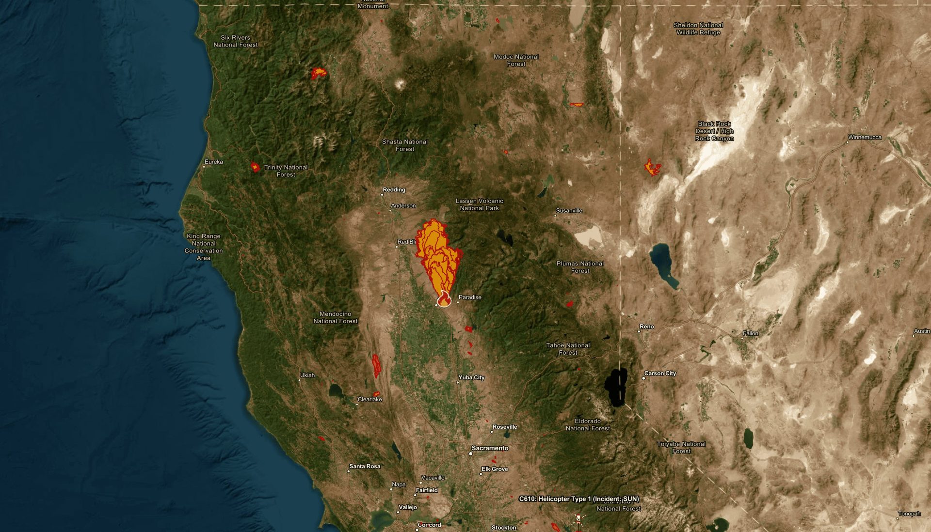 Park fire in california is currently the state's 6th largest in history