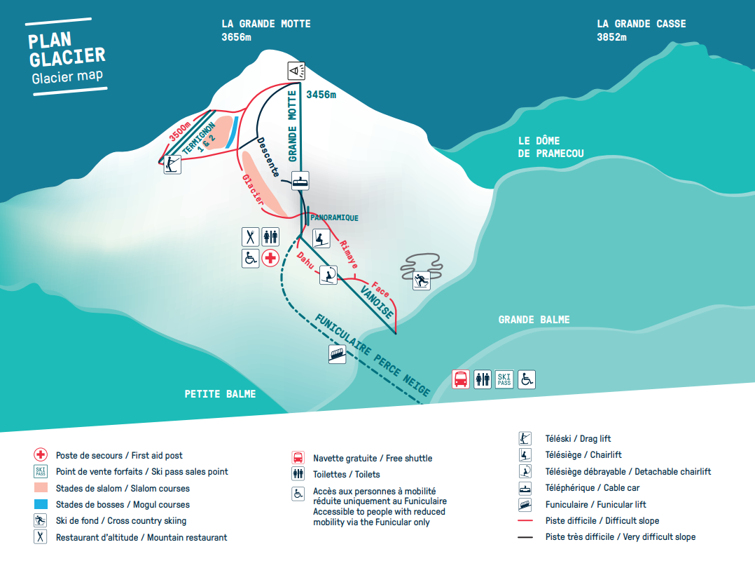 Tignes Ski Resort summer trail map. Photo Credit: Tignes Ski Resort