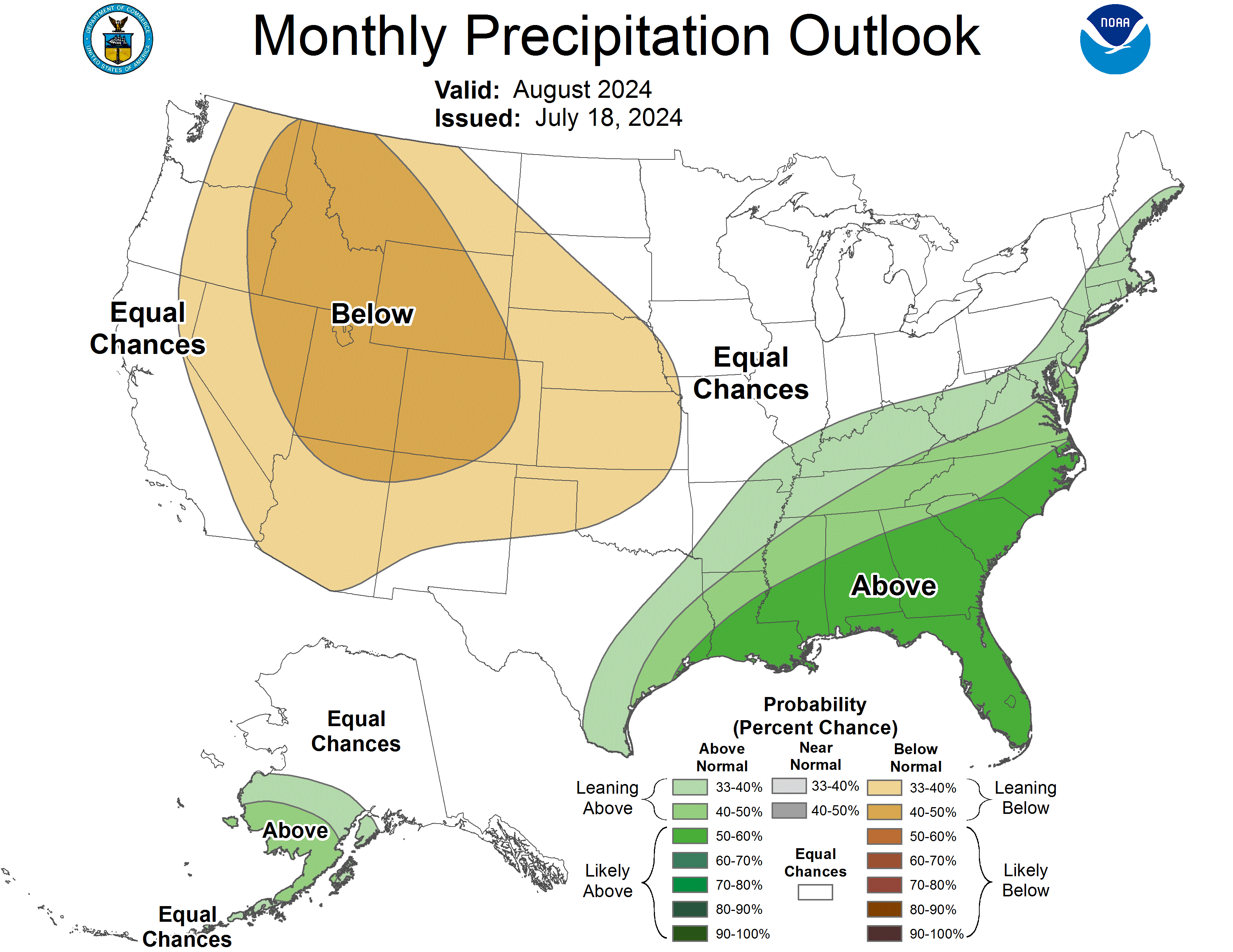 August 2024 precipitation outlook. Credit: NOAA