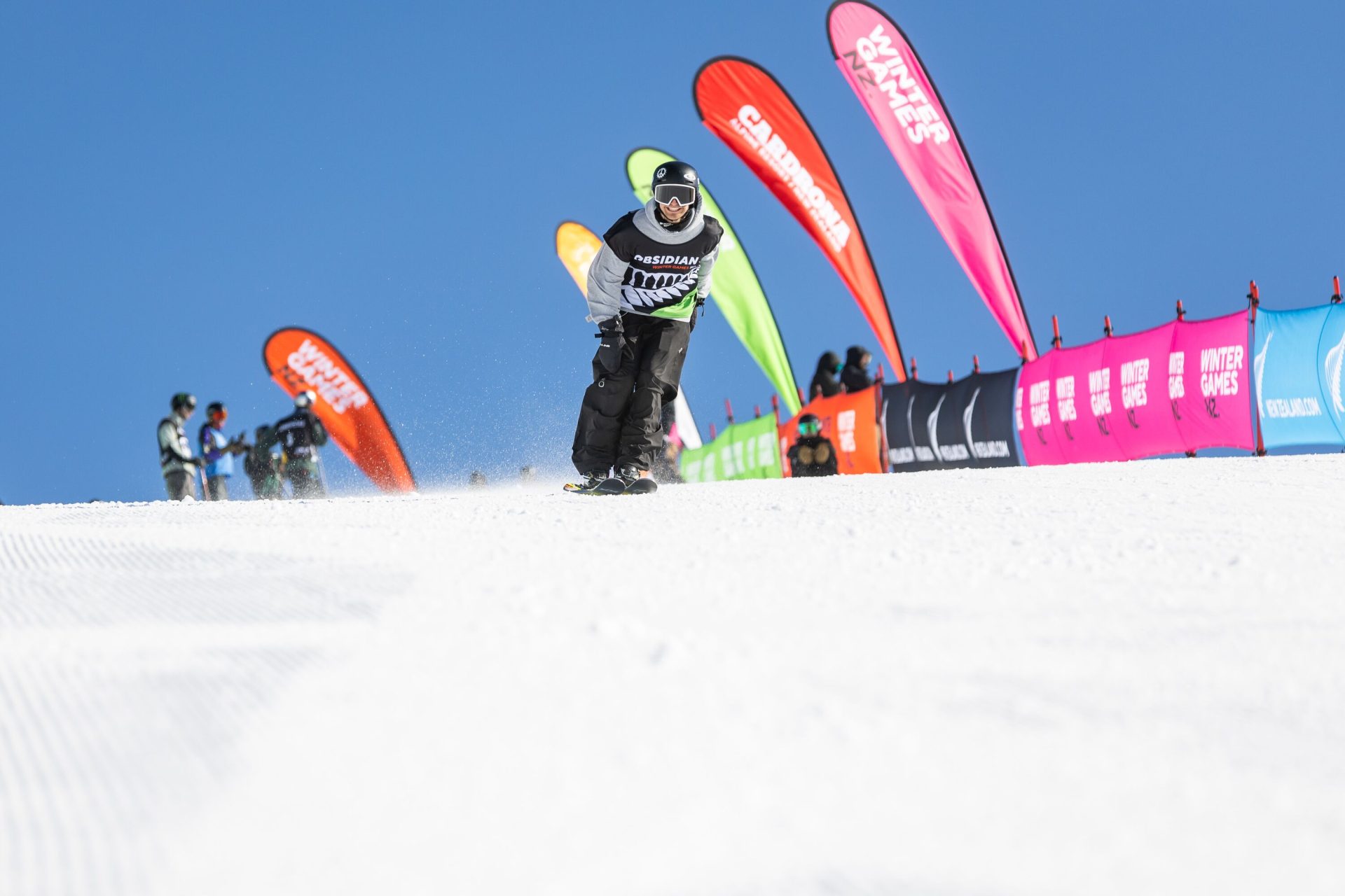 Finn Bilous gives the camera a smile before his run at New Zealand Winter Games