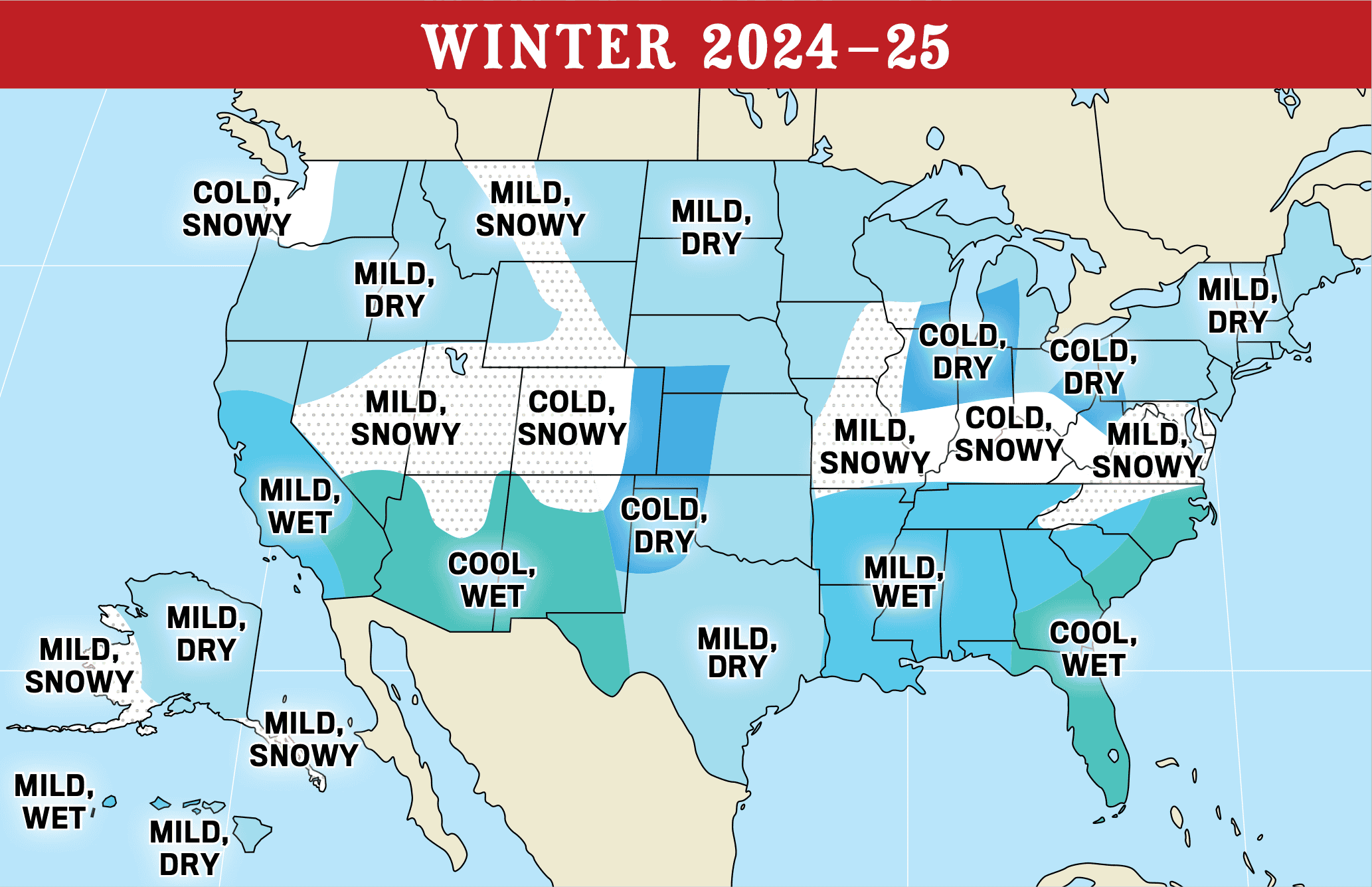 Winter 2024-25 forecast. Credit: Old Farmer's Almanac