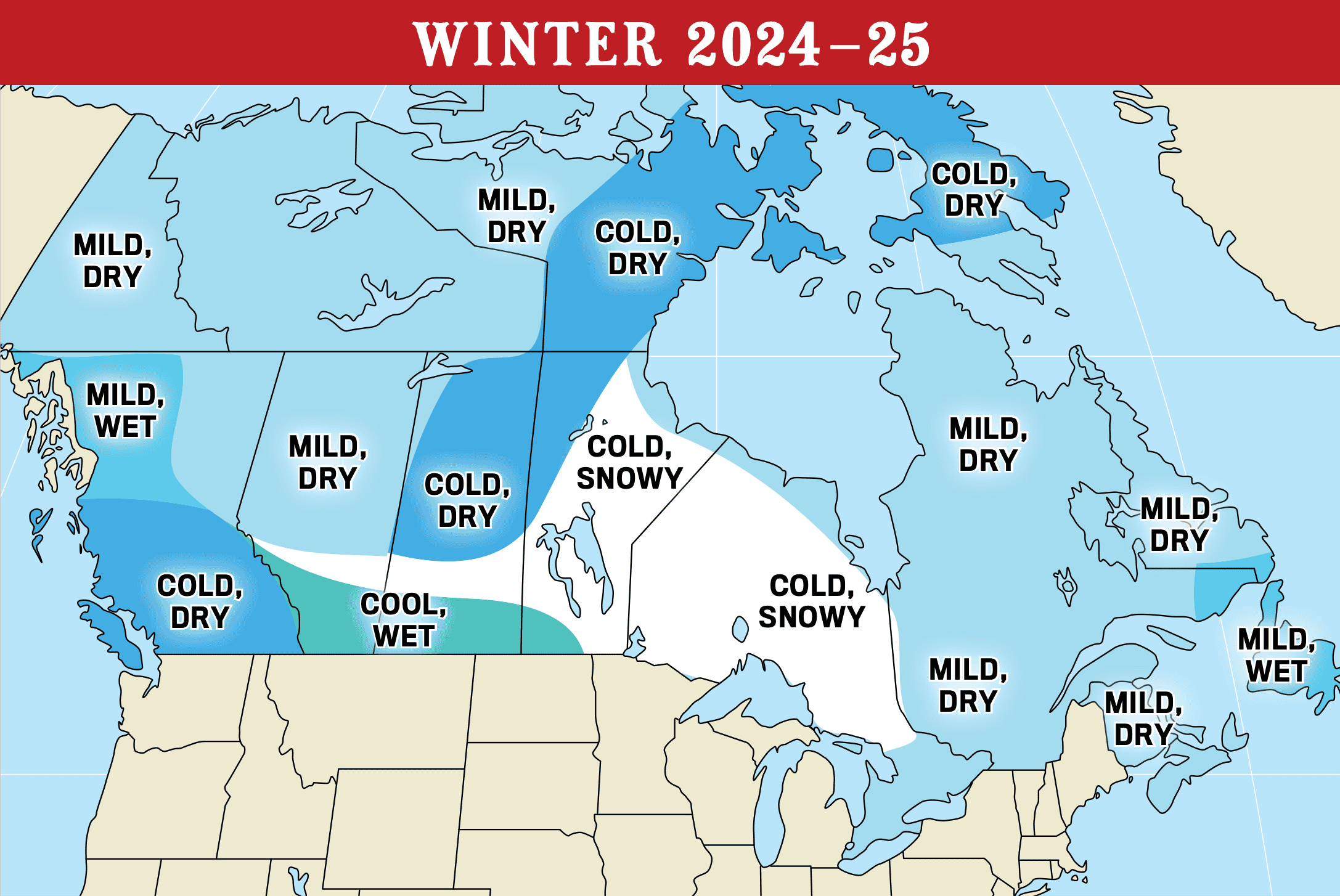 Old Farmer's Almanac Canadian Winter 2024-25 forecast.