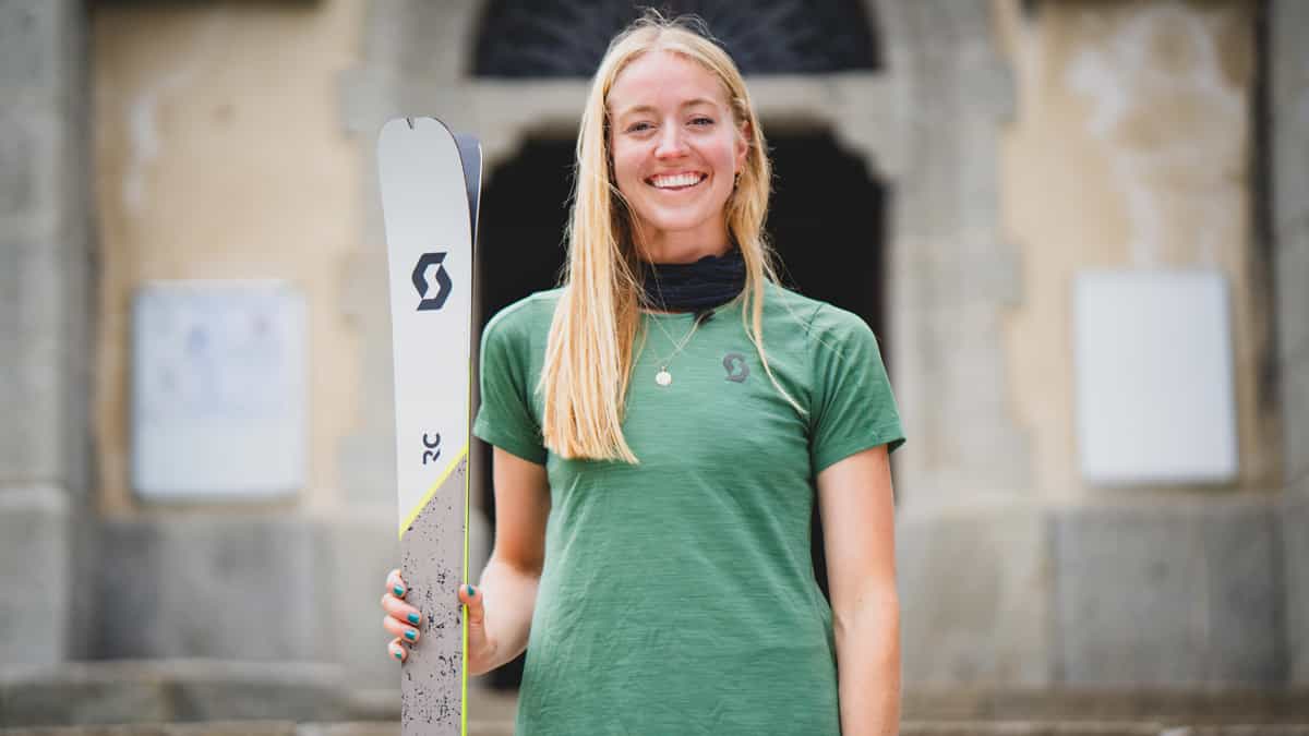 Anna DeMonte with a pair of Scott Skis