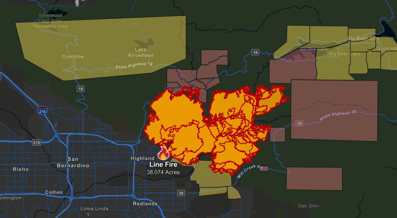 The Line Fire, cause of fire is undetermined. Photo Credit: CAL Fire