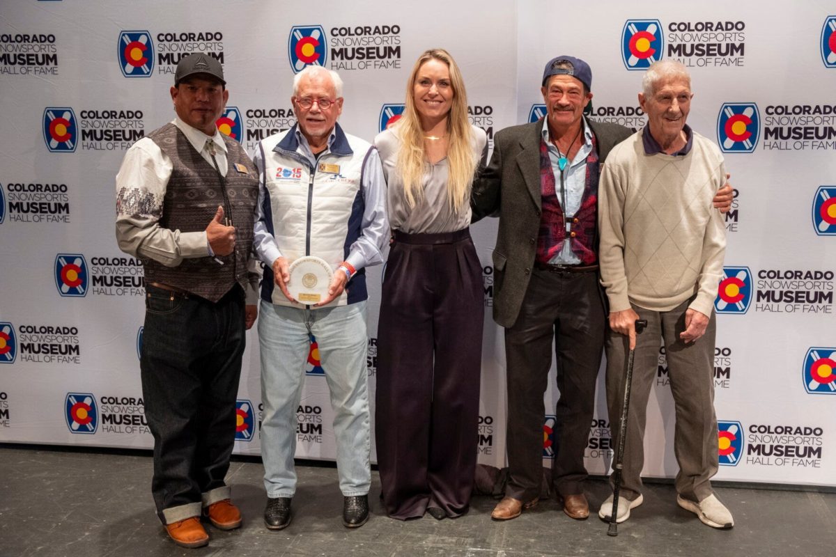 Colorado Snowsports Museum Hall of Fame Class of 2024 inductees line up. 