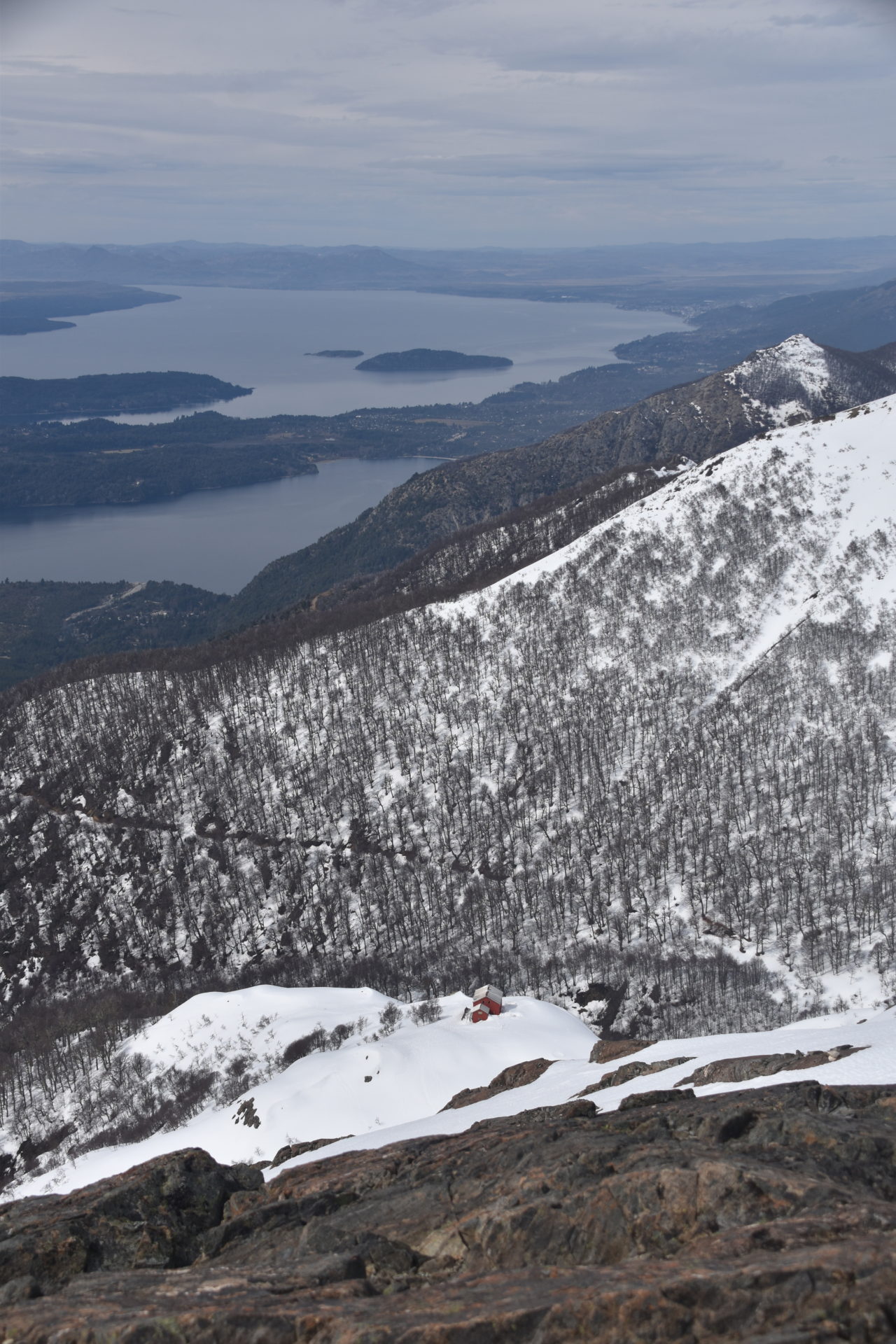 Refugio López visible above Lago Nahuel Huapi and Bariloche in the distance | Image: Max Bott