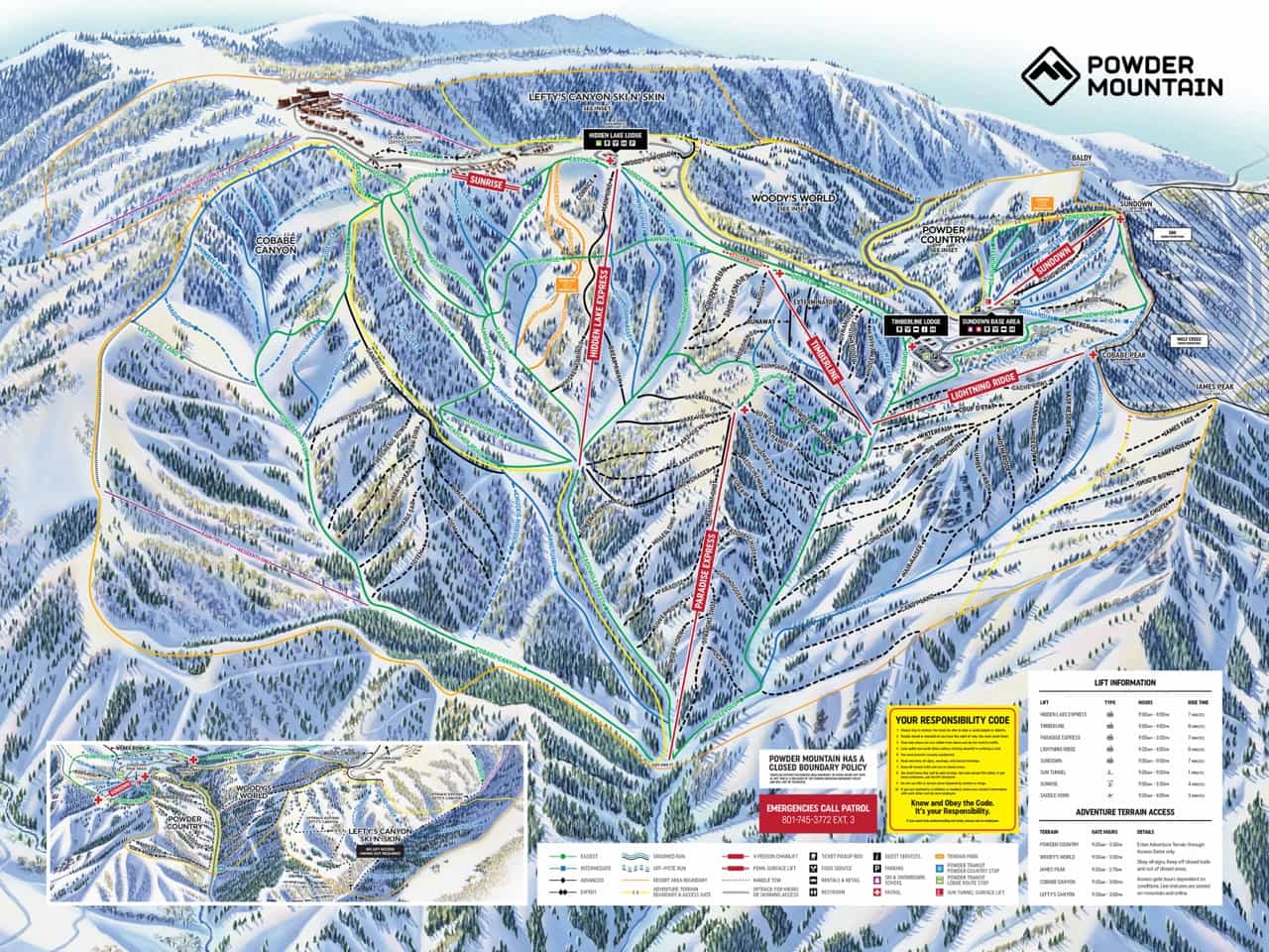 Powder Mountain 2024-25 trail map.