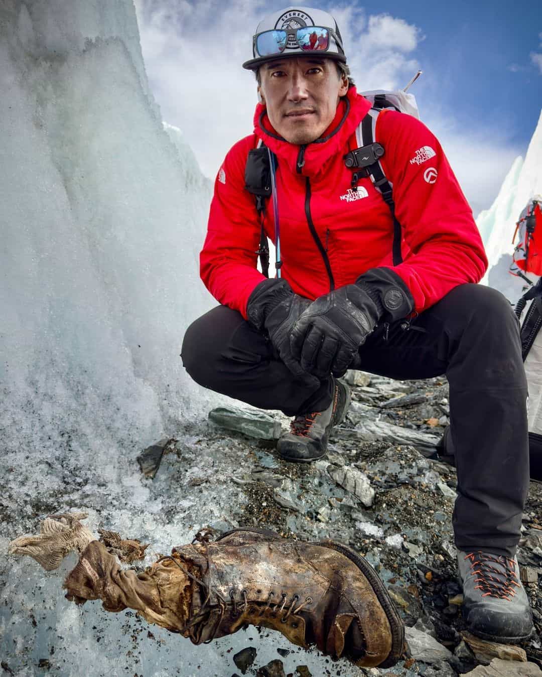 Jimmy Chin discovers boot of missing climber andrew irvine on everest