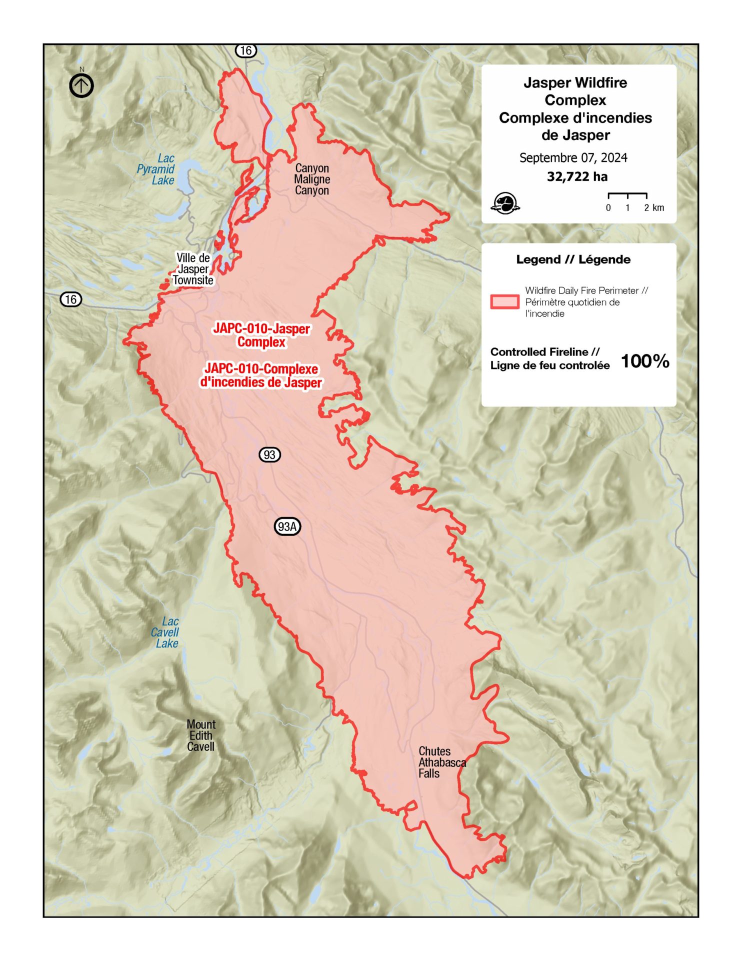 The Jasper Wildfire Complex covered over 80,000 acres. Photo Credit: Parks Canada