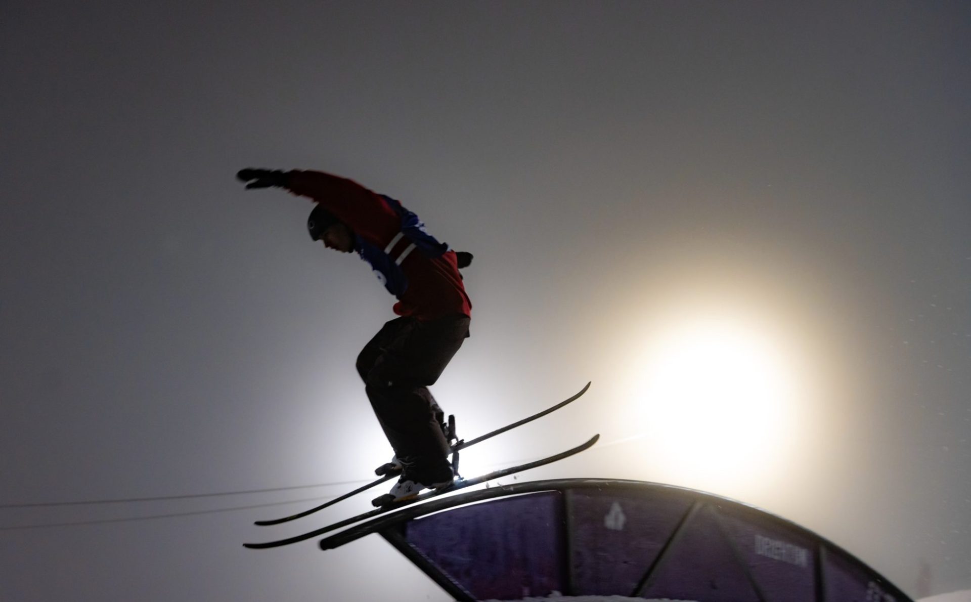 Rainbow rail terrain park feature at Mt Brighton, MI