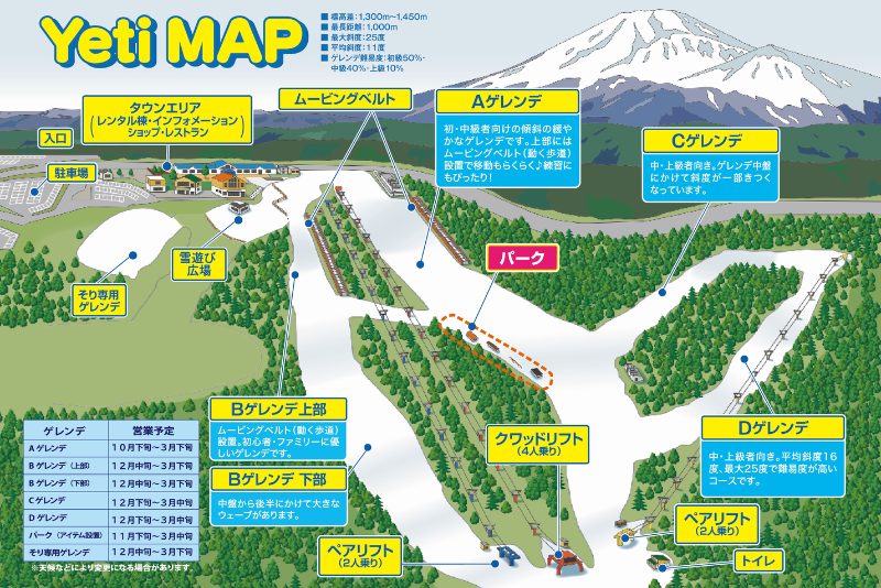 Snow Park Yeti - Trail map