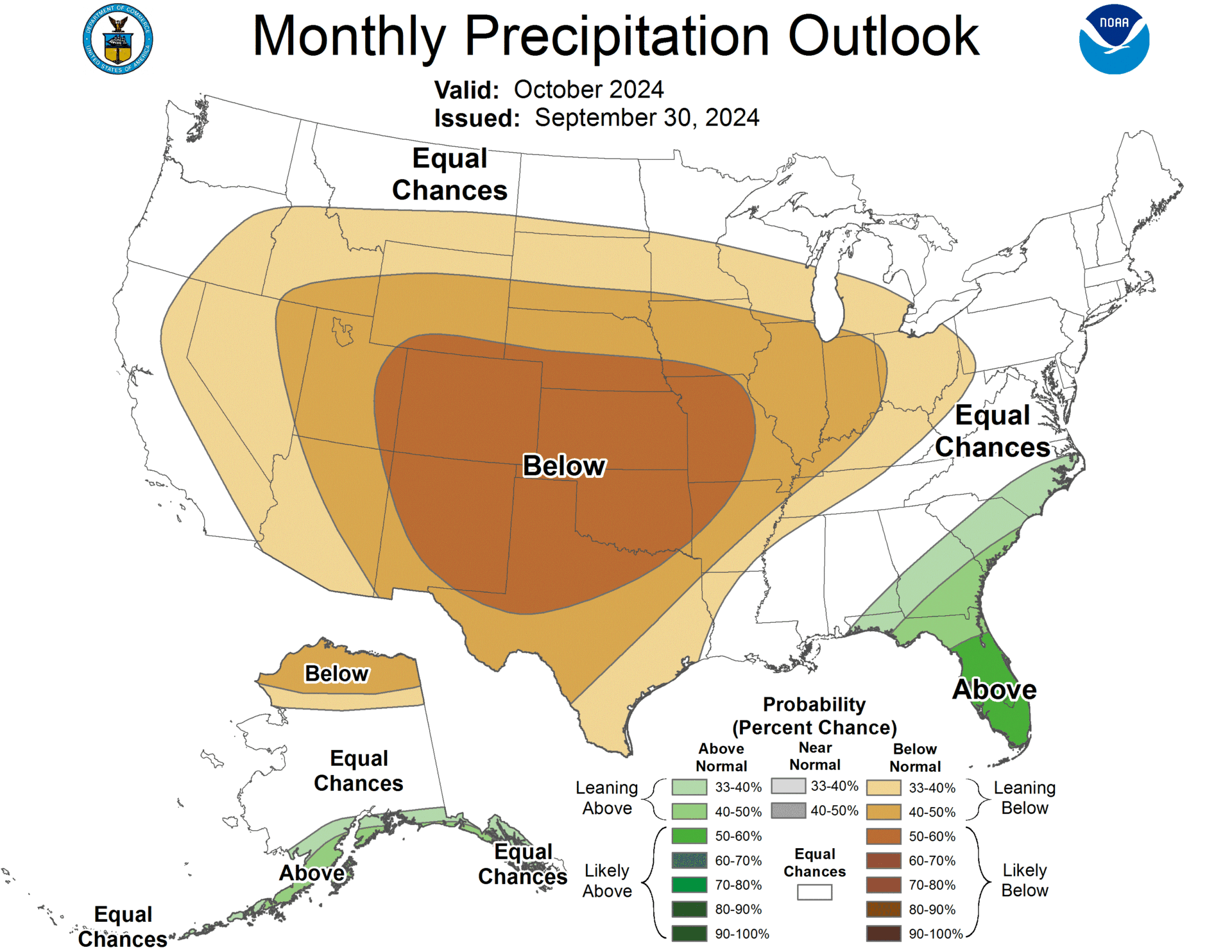 October 2024 precipiation outlook. Credit: NOAA