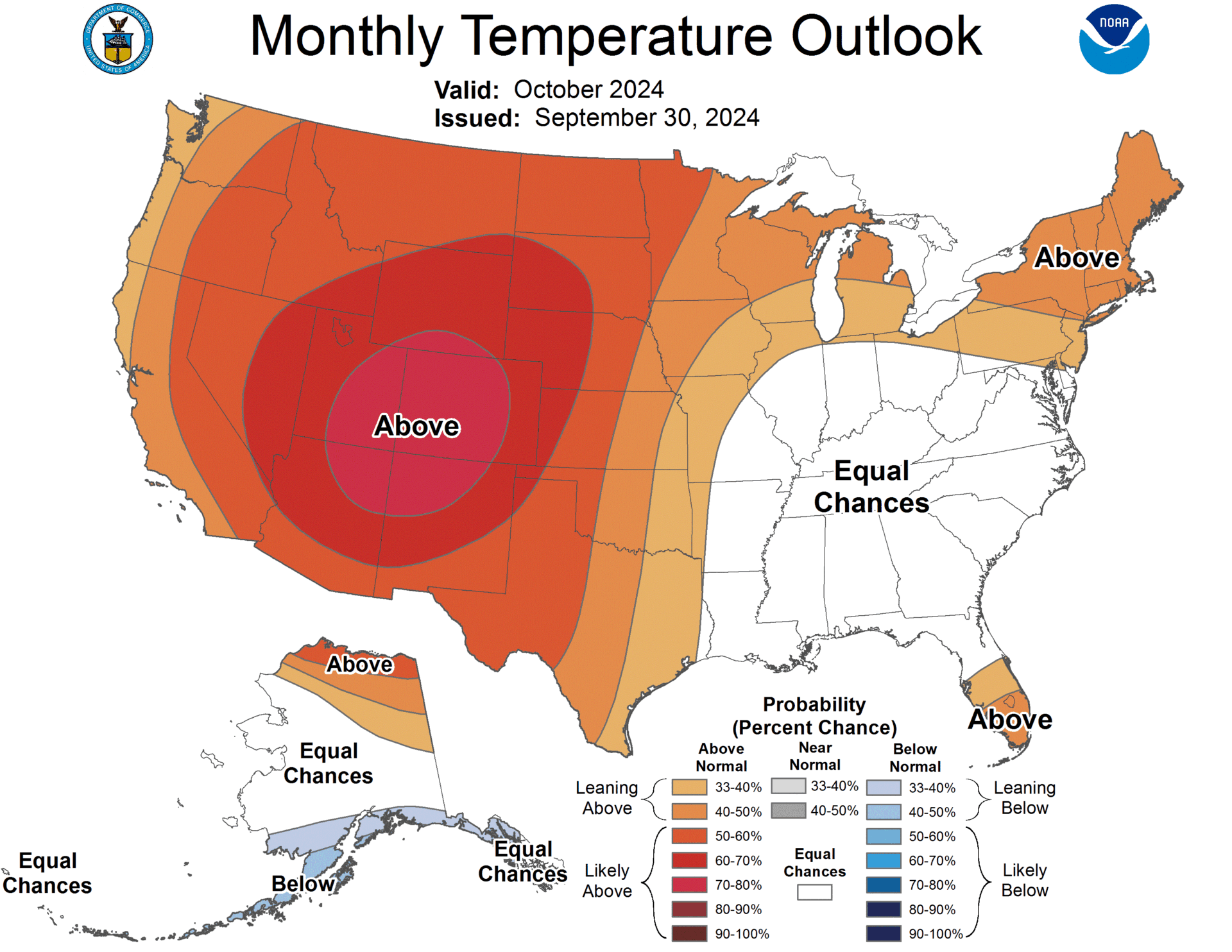 October 2024 temperature outlook. Credit: NOAA