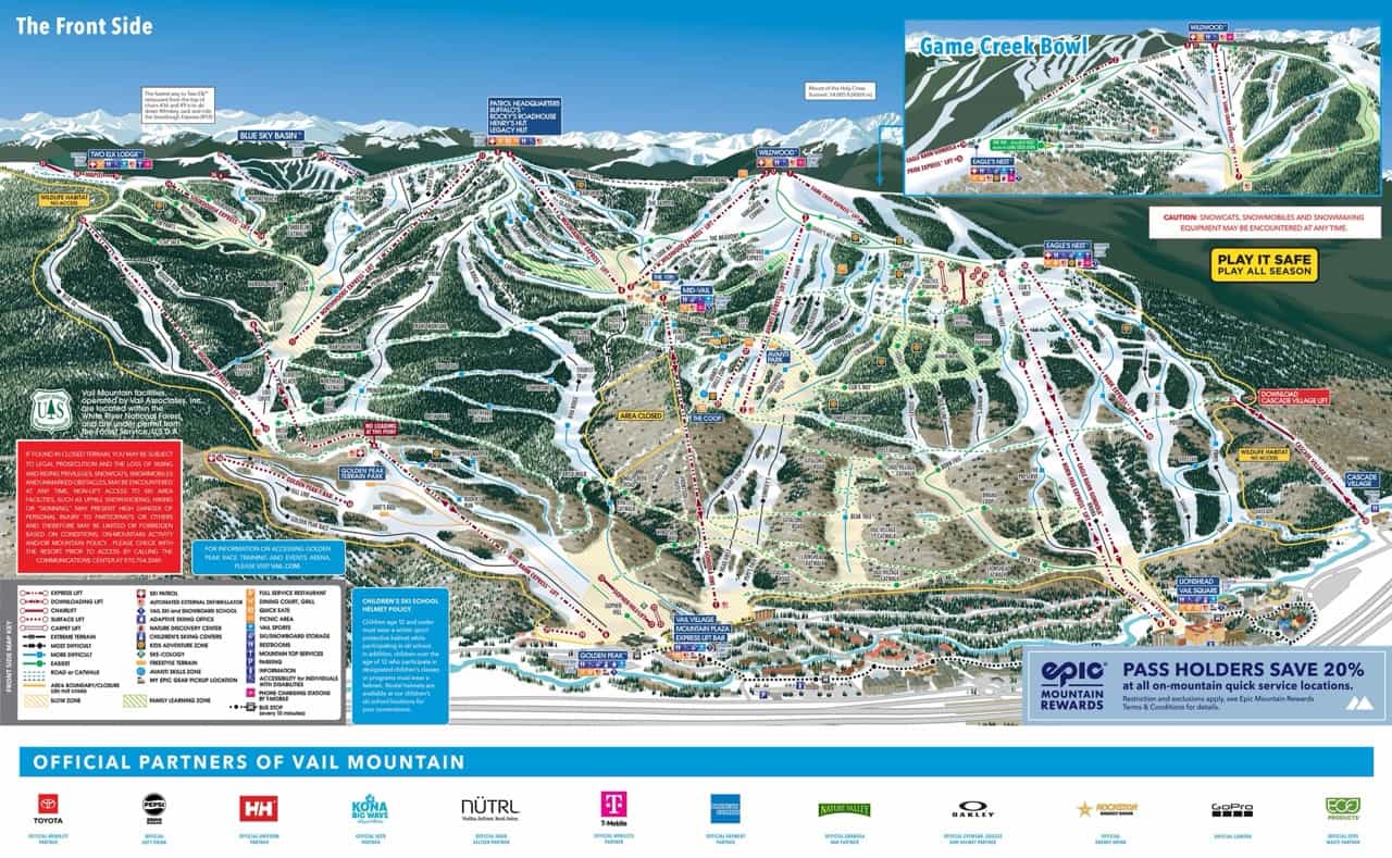 Vail Mountain frontside trail map