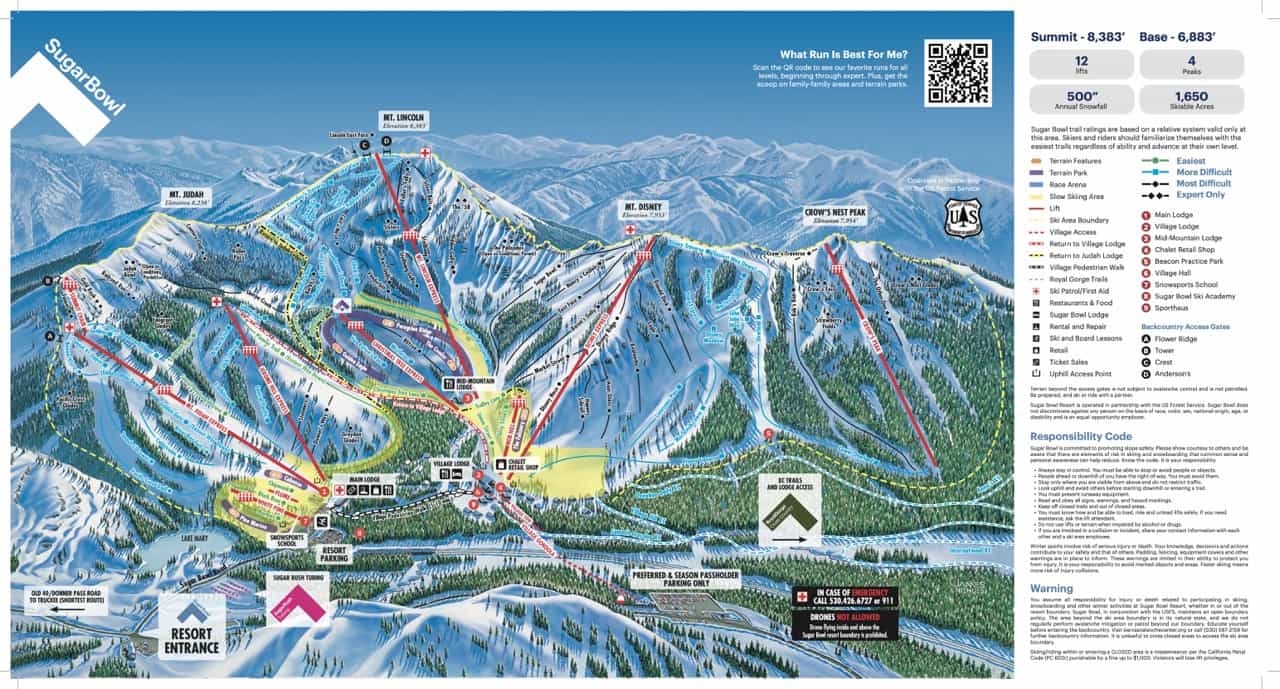 Sugar Bowl Resort 2024-25 Trail Map