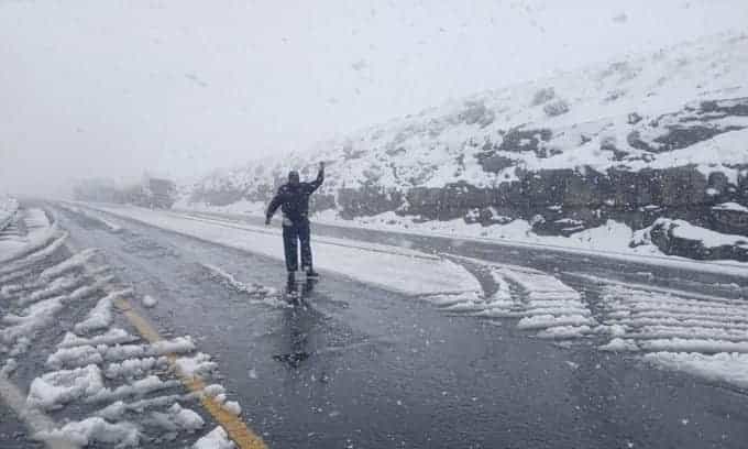 snow on the roads in South Africa