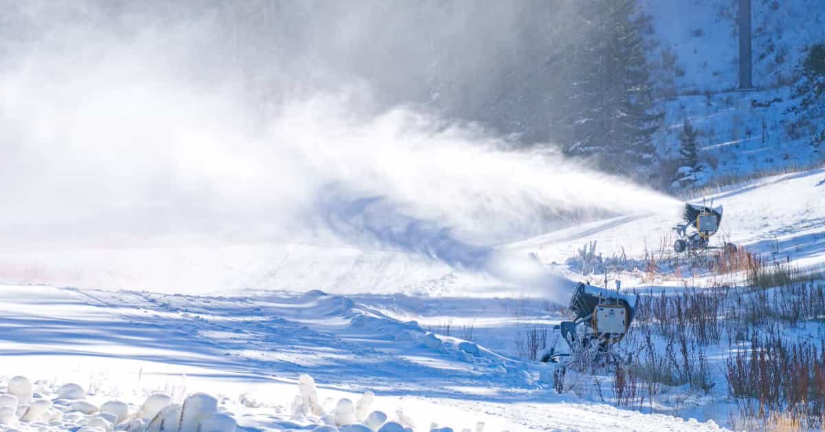 snowmaking guns firing at arizona snowbowl