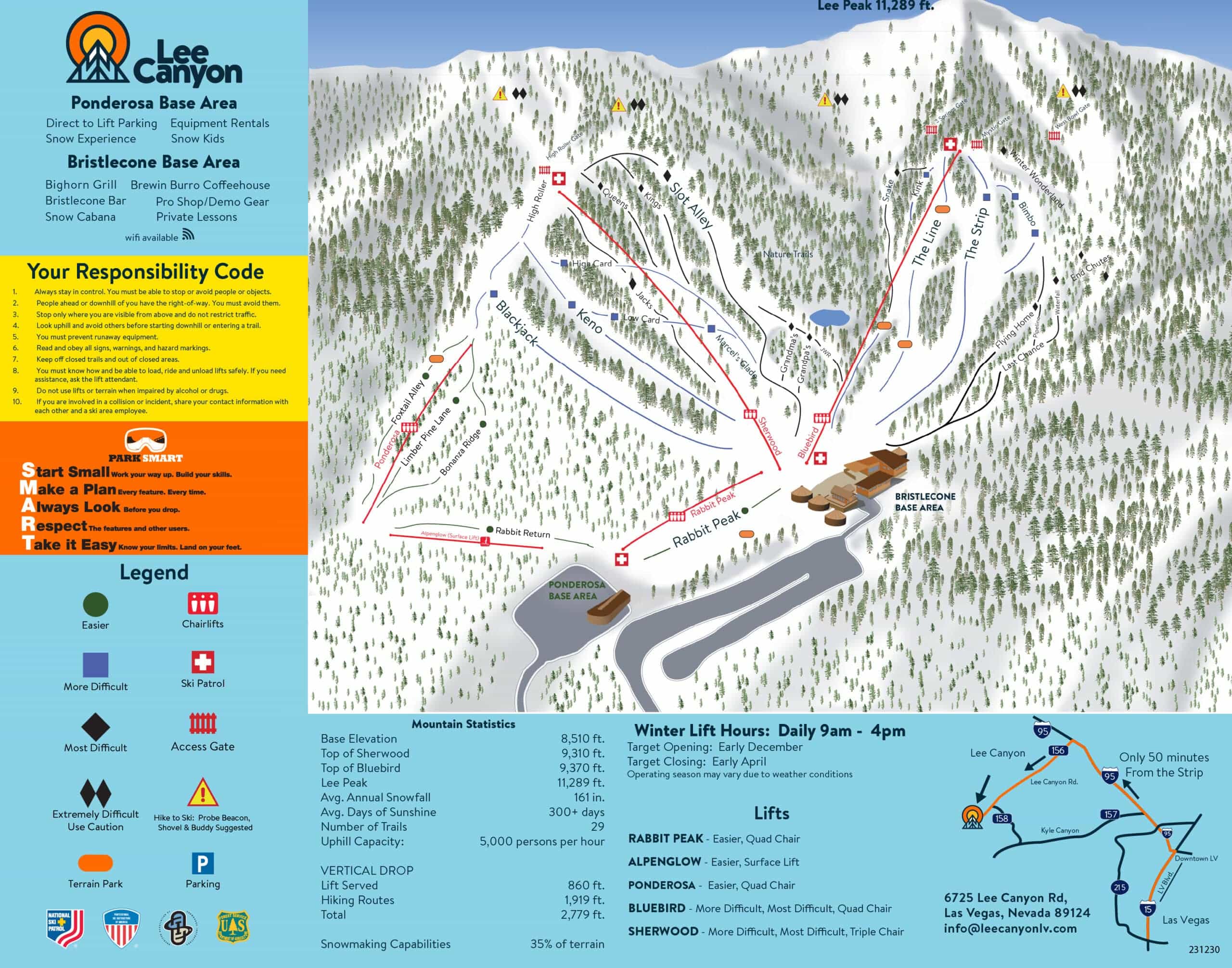 Lee Canyon trail map.