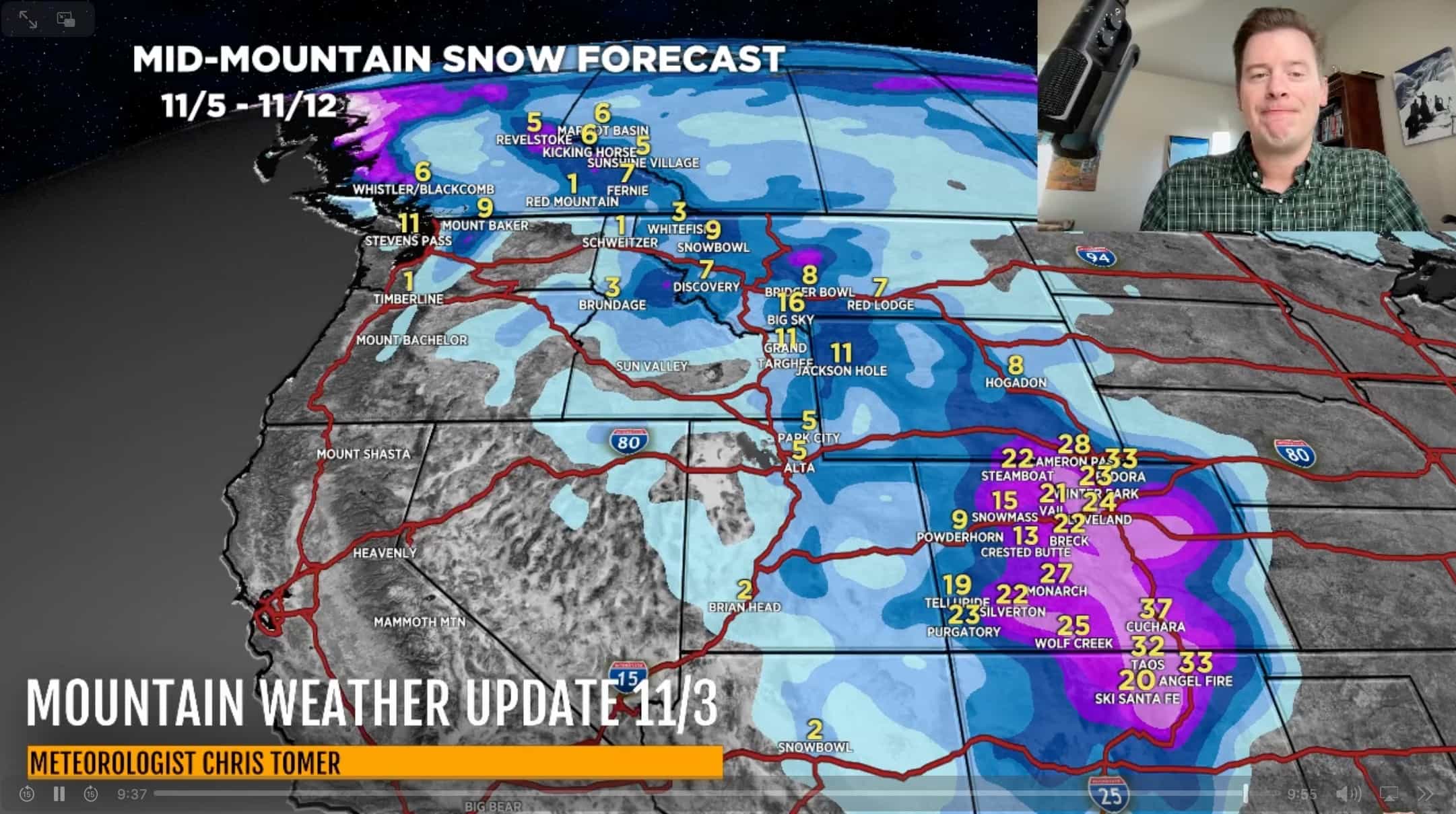 (VIDEO) Chris Tomer’s Mountain Weather Update November 3rd: Multiple storm systems are bringing plenty of snow to the Rocky Mountains