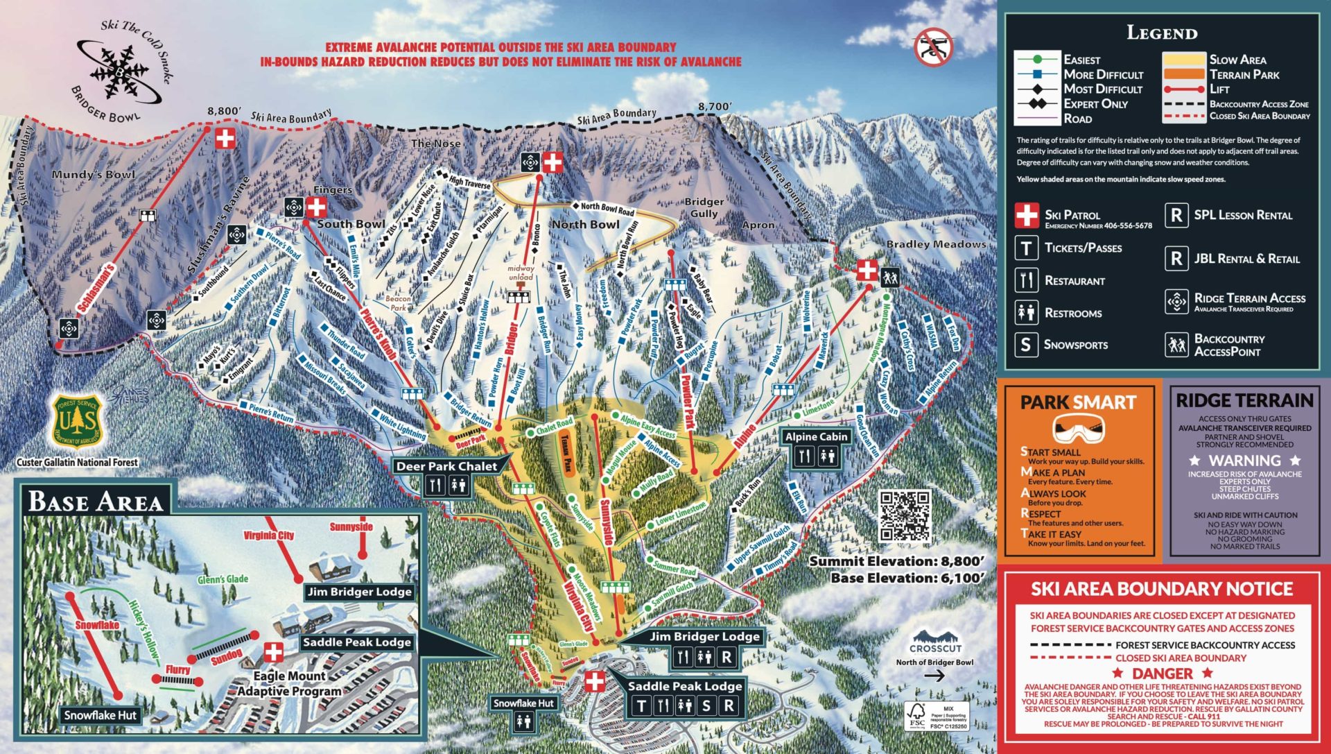 Bridger Bowl trail map.