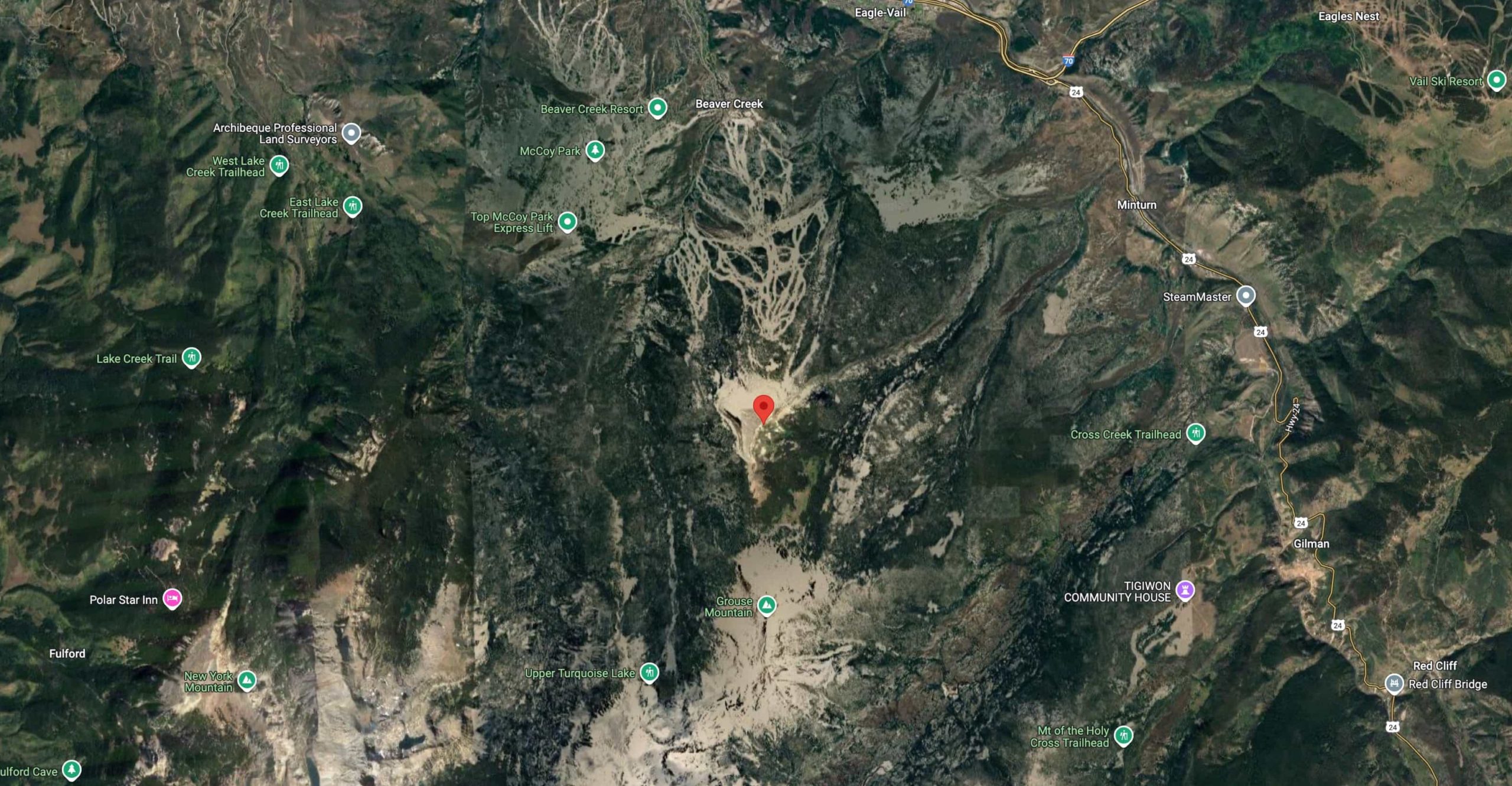 The location of the avalanche and its proximity to Beaver Creek Resort | Google Maps Screenshot