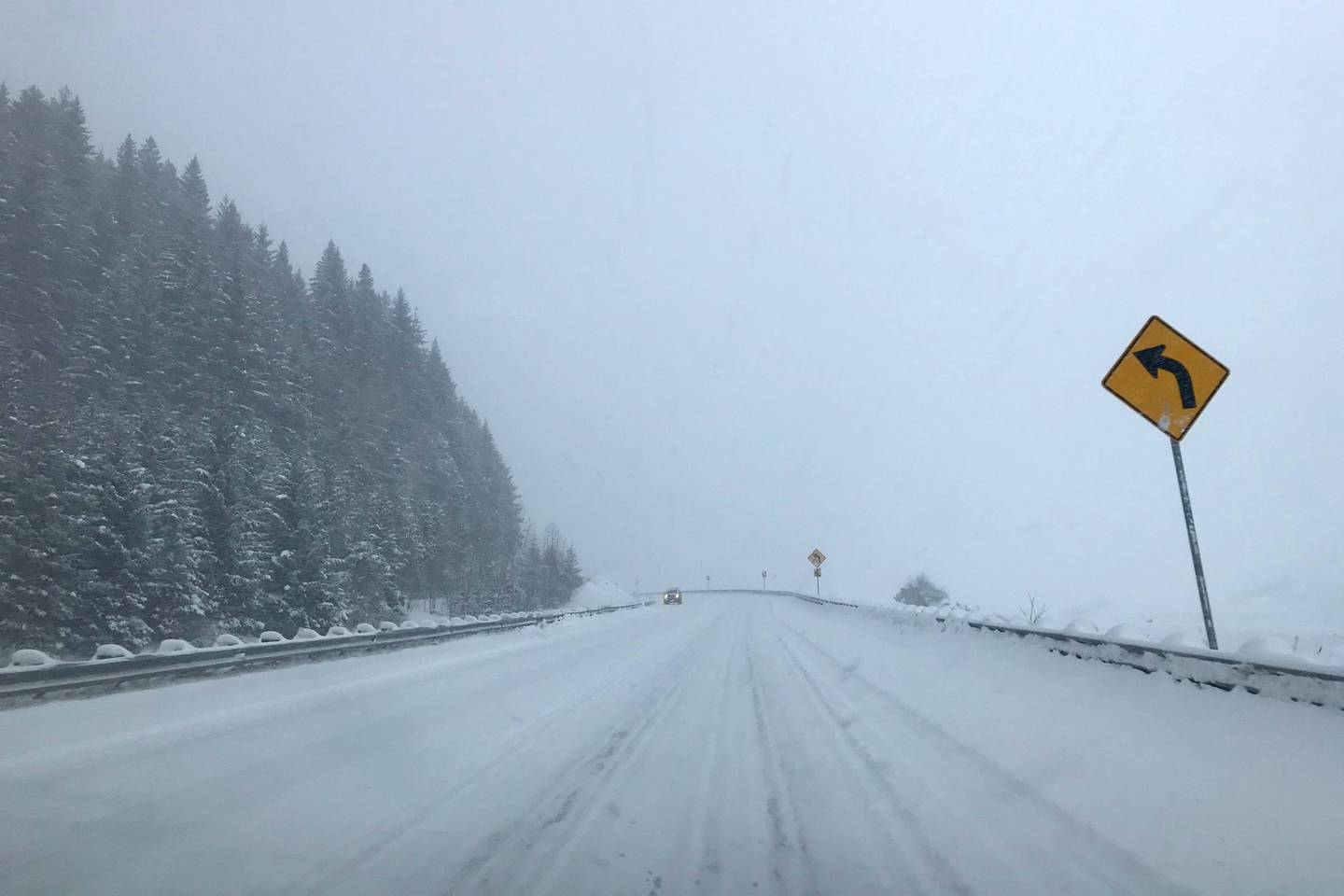 Highway during a snow storm