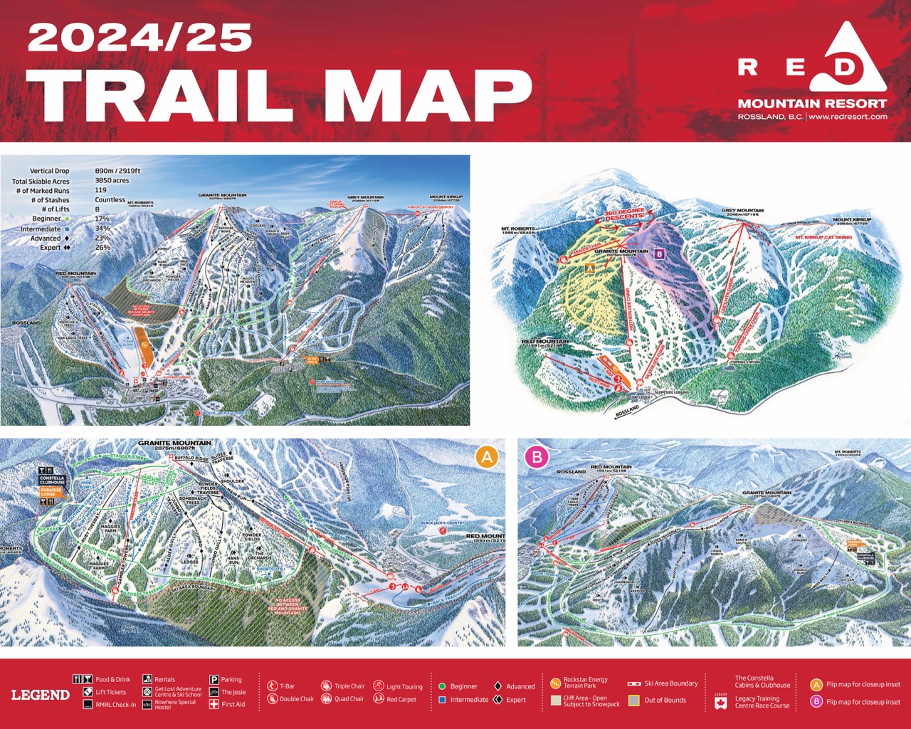 RED Mountain Resort 2024-25 trail map.