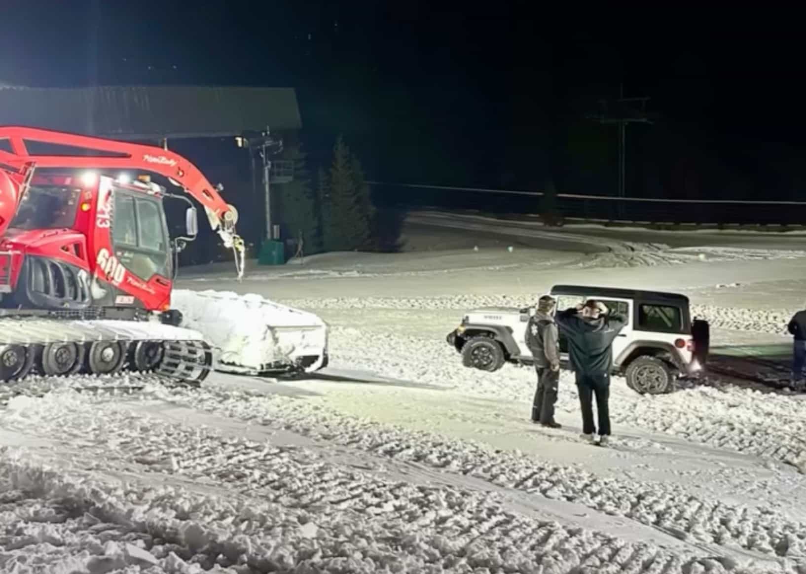 jeep stuck on the slopes of northstar california resort after the drunk driver took a shortcut