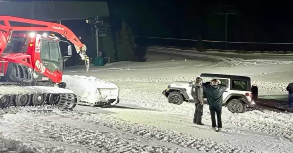 jeep stuck on the slopes of northstar california resort after the drunk driver took a shortcut