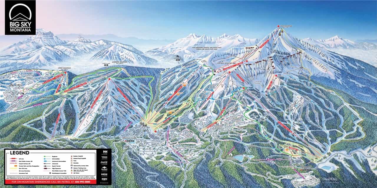 Big Sky Resort 2024-25 winter trail map