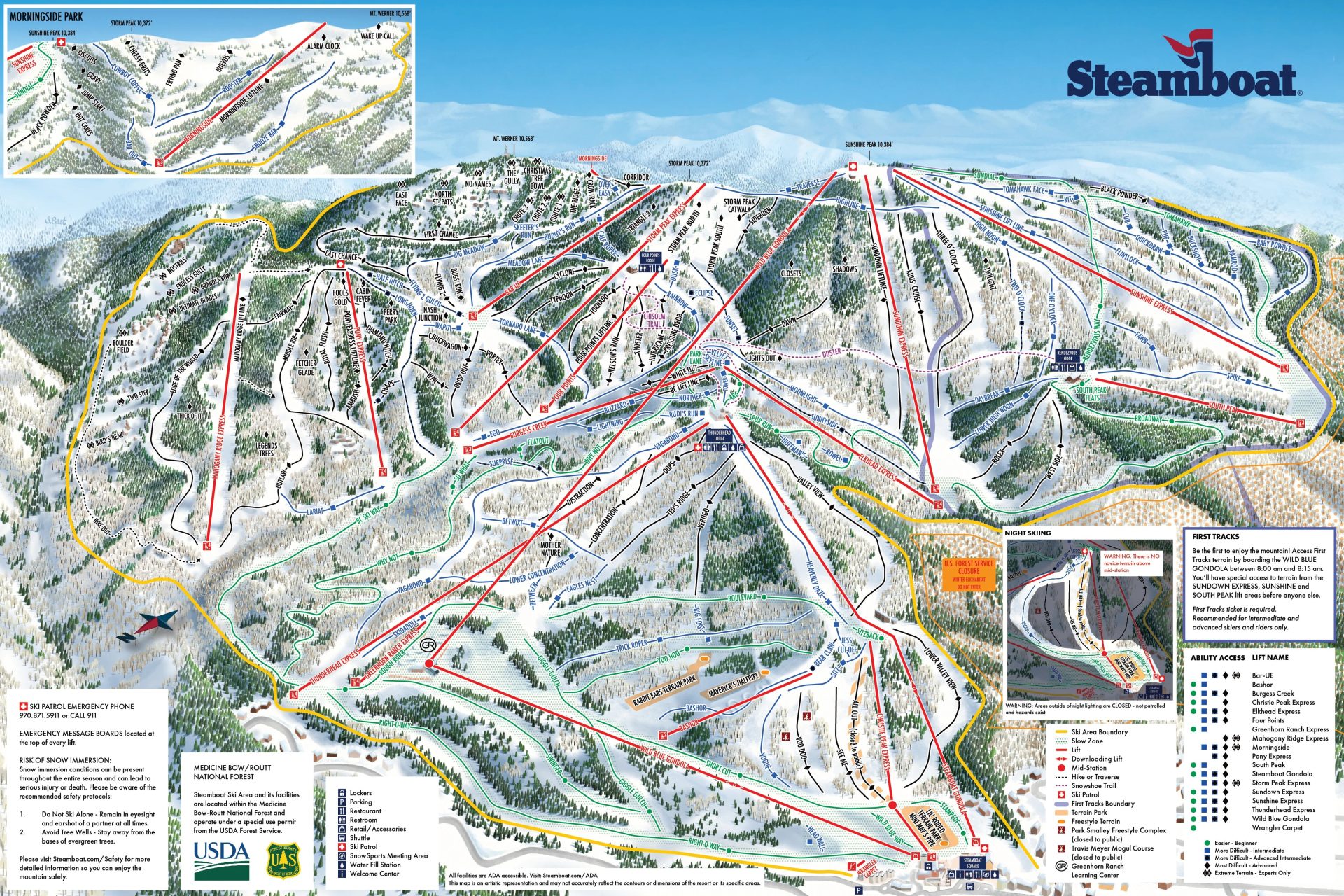 Steamboat Ski Resort Trail Map. Photo Credit: Steamboat Ski Resort