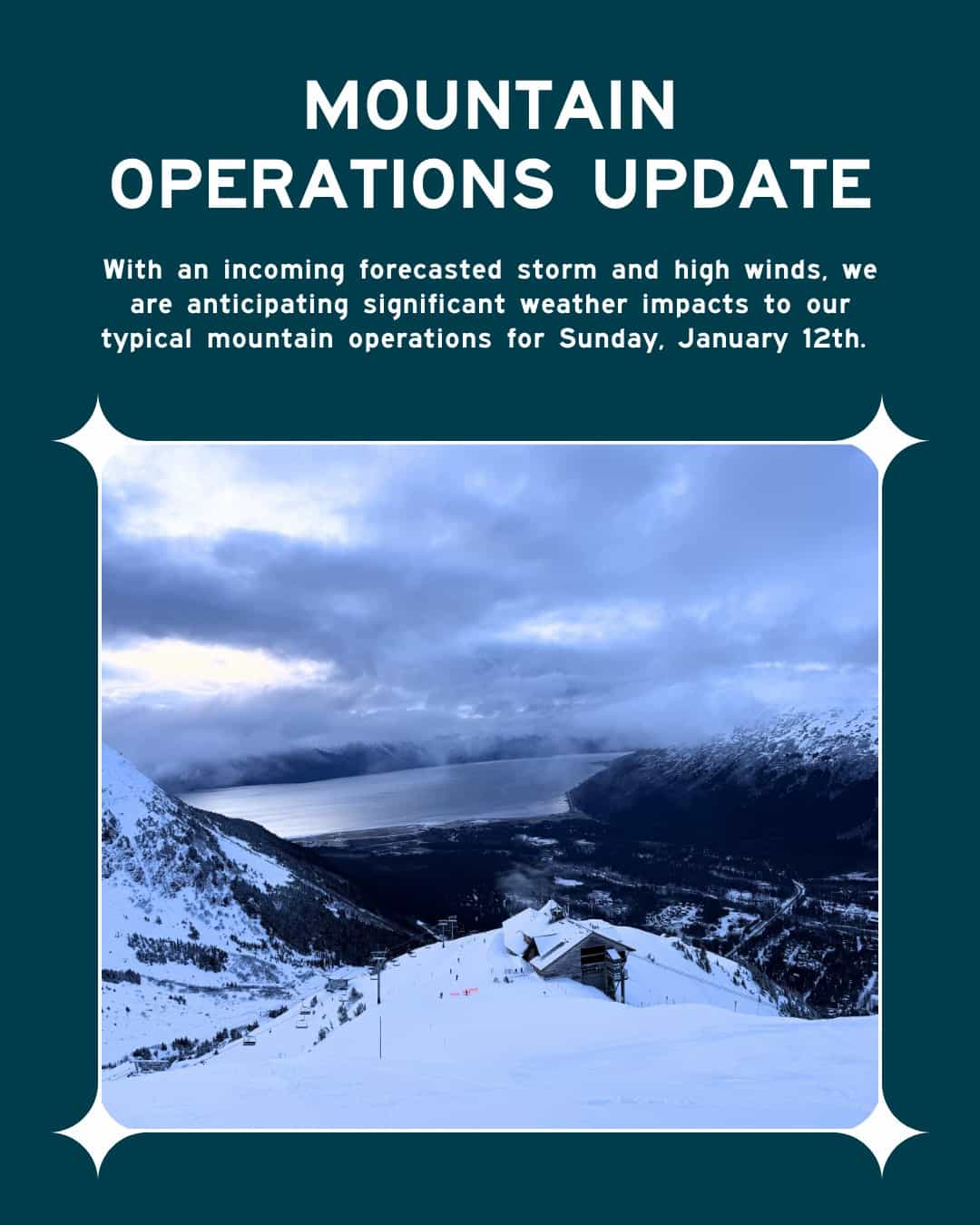 Mountain Operations Update, Sunday, January 12, 2025 | Image: Alyeska Resort Facebook