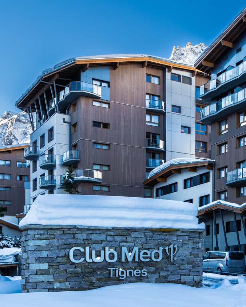 Club Med Tignes hotel entrance sign 